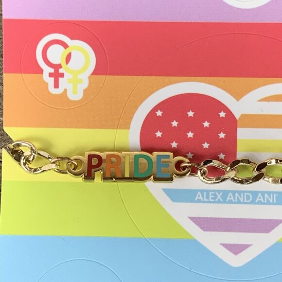 ALEX AND ANI Color Infusion Charm "PRIDE" Colorful Bracelet Shiny Gold NEW - Picture 3 of 7